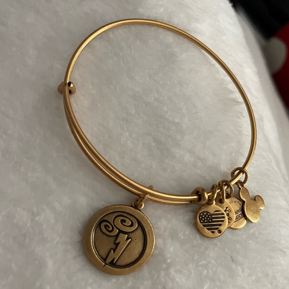 Disney Parks Alex and Ani Hercules Gold Charm Bangle Bracelet